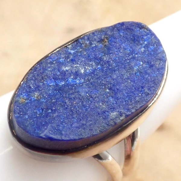 BAGUE LAPIS LAZULI anneau double argent 925 taille 55, YM28.8