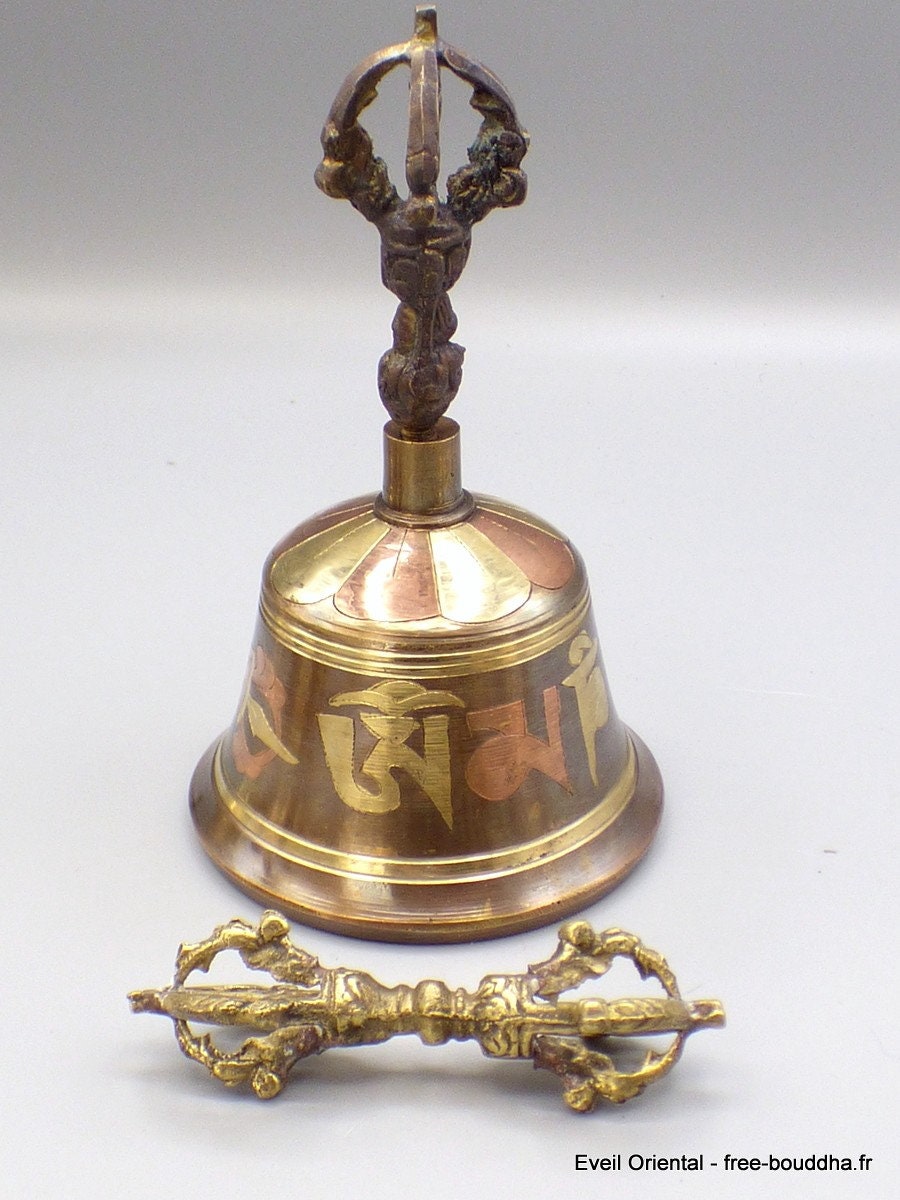 Cloche Tibétaine Dorje Bouddhiste Bronze Cuivre 15 cm, Cedor7