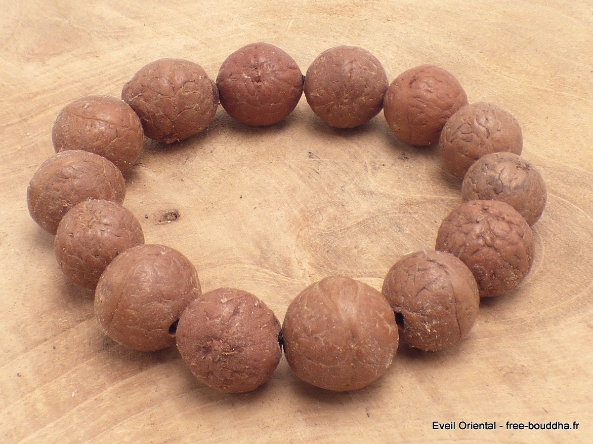 Bracelet Tibetain Mala Graines de Bodhi Grosses Perles, Bm15.1
