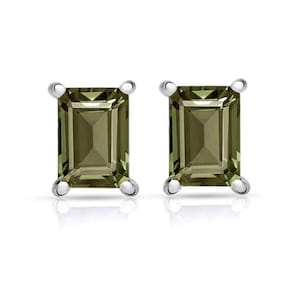 MOLDAVITE stud earrings grade AAA silver 925, BK110.1