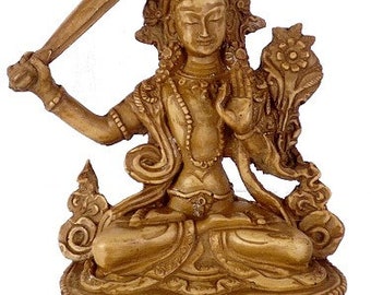 MANJUSHRI STATUETTE 15 cm, Buddhist ritual object, Deity of wisdom, Buddhist crafts MANPM1