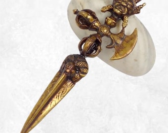 Phurba + Dorjé Kartika Mahakala aus Messing 15 cm - PHUR30