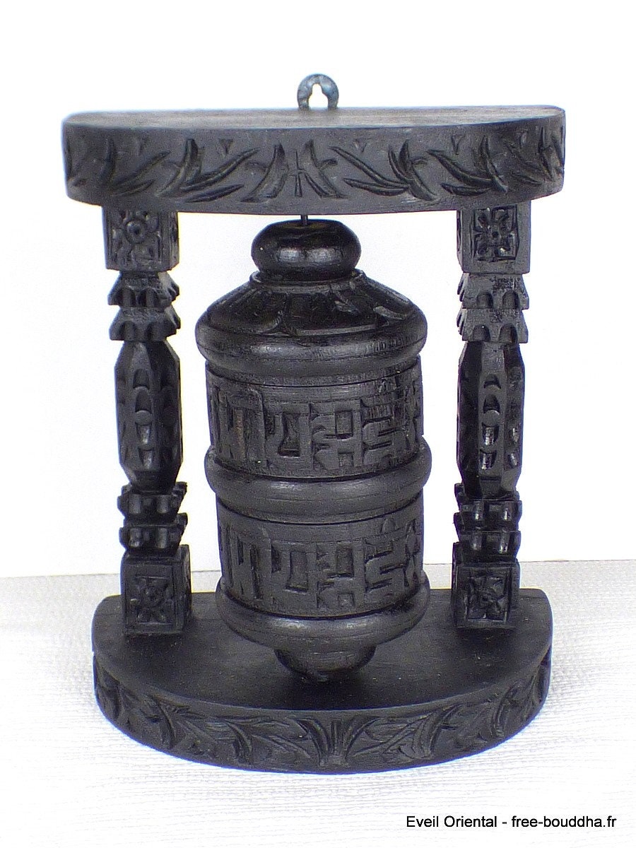Moulin A Prieres Tibetain Mural 20, 5 cm Sculpté Main, Wall Prayer Wheel, Moulin Bouddhiste, Rituels