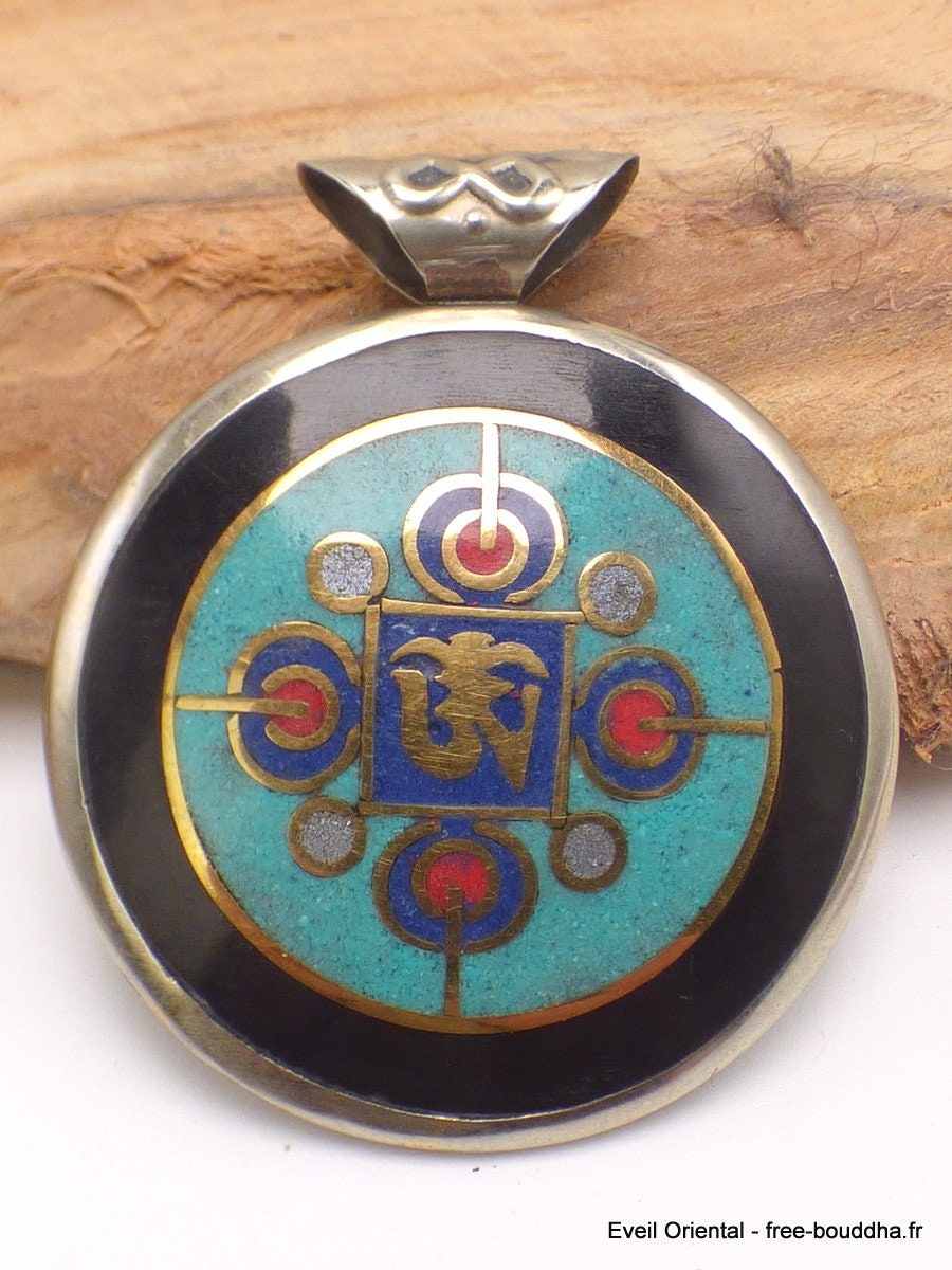 Bijou Pendentif Tibetain Bouddhiste Reversible Dorjé Yeux Du Bouddha, 6284.1