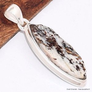 RAW ASTROPHYLLITE PENDANT marquise shape 925 silver, BK24.5