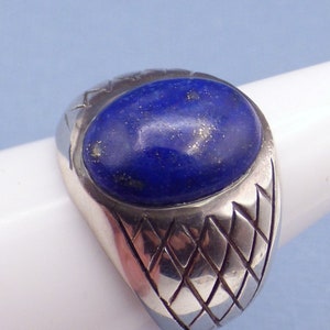 MEN'S signet ring LAPIS lazuli silver 925, men's jewelry, natural stone jewelry throat chakra silver KB21 image 1
