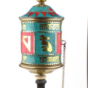 Tibetan prayer wheel Chenrezi 30 cm, Buddhist prayer wheel, Buddhist ritual, om mani pedme houm, ref 12.1