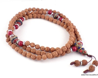 Tibetan meditation mala in rudraska, Buddhist prayer mala, bm31.2