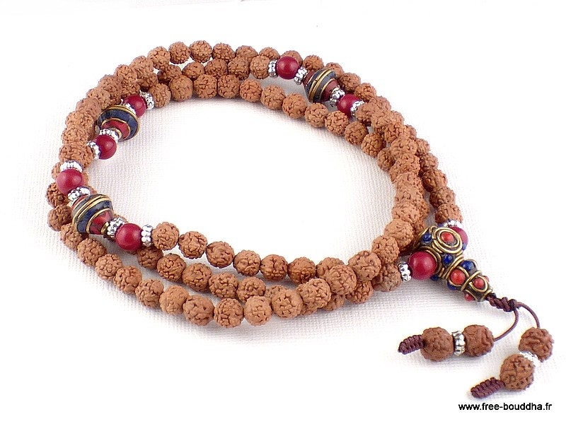 Mala Tibétain de Méditation en Rudraska, Mala Prières Bouddhiste, Bm31.2