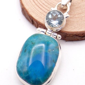 Pendant OPALINE TOPAZ BLUE natural stone, opal pendant, opaline jewelry, opaline jewels, opaline pendant, jew22.2