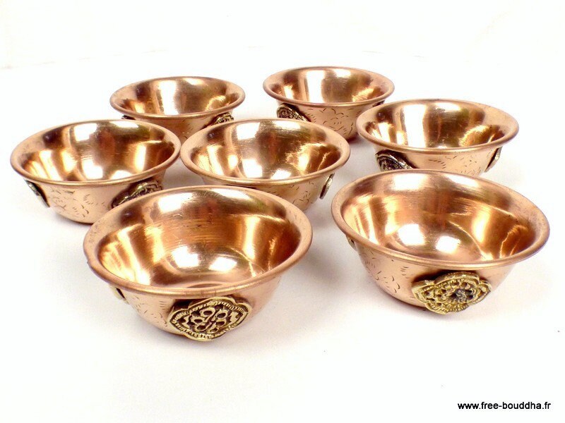 Bols d'offrandes Bouddhistes en Cuivre avec Symboles 8, 5 cm, Bol49