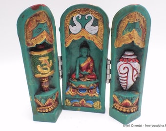 BUDDHIST TEMPLE ALTAR triptych 12 cm handmade, TRYP6