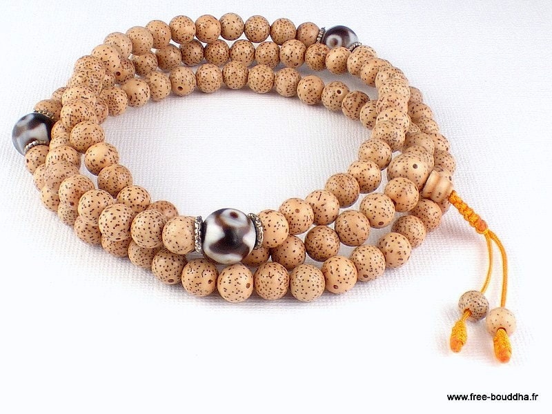 Véritable Mala de Prières 108 Perles Graines Lotus, Tibétain, Collier Méditation, Prieres Chapelet P