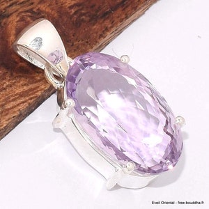 PINK AMETHYSTE from FRANCE, oval-shaped amethyst jewel, 925 silver, natural chakra stone esotericism protection lithotherapy BK55.3