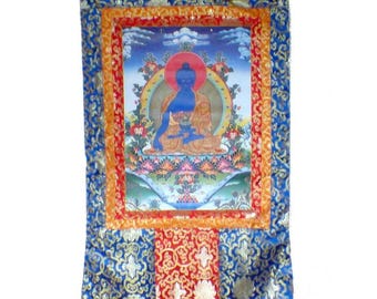 Großer tibetischer Thangka-Medizinbuddha 105 cm GTAN1