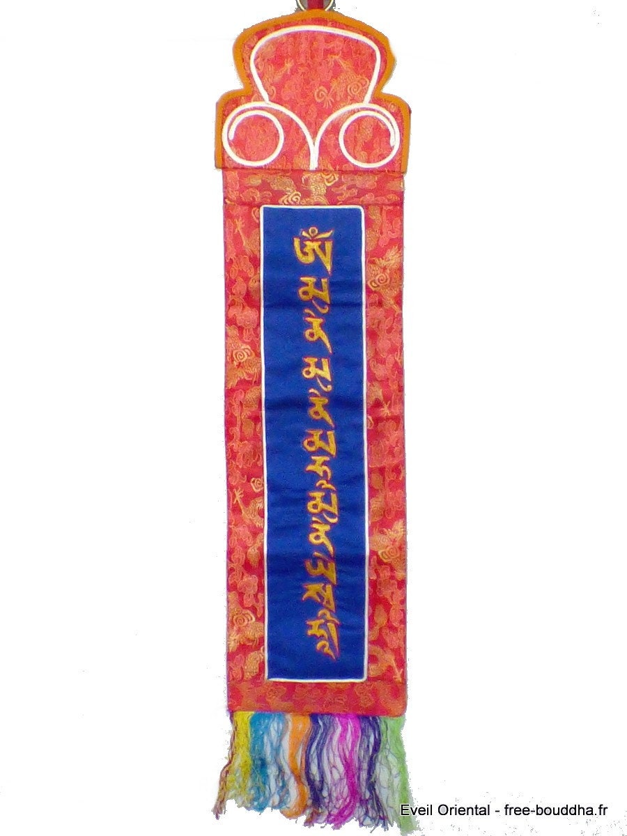 Tenture Tibetaine Bouddha Sakyamouni Brodée Main Bleue, Tenbk2