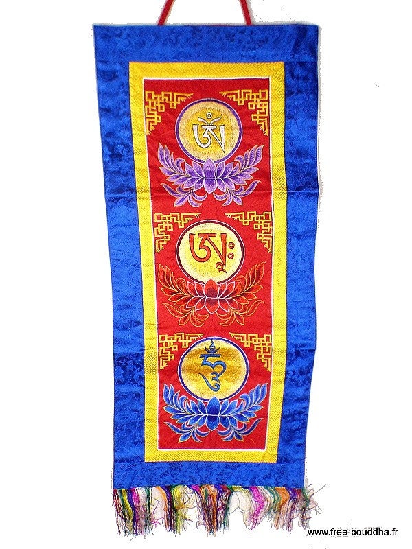 Tenture Tibetaine Om Ah Hung, Tenture Bouddhiste Brodée, Oah1