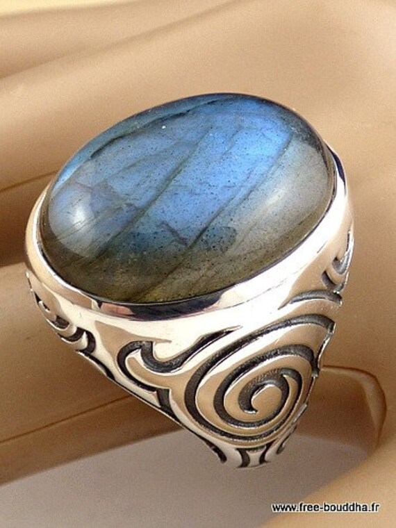 BAGUE HOMME LABRADORITE bague labradorite argent bijou pierre naturelle de protection BEE53 Etsy France