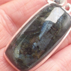 LARVIKITE jewel black MOONSTONE oval pendant silver 925, YM12.2 image 4