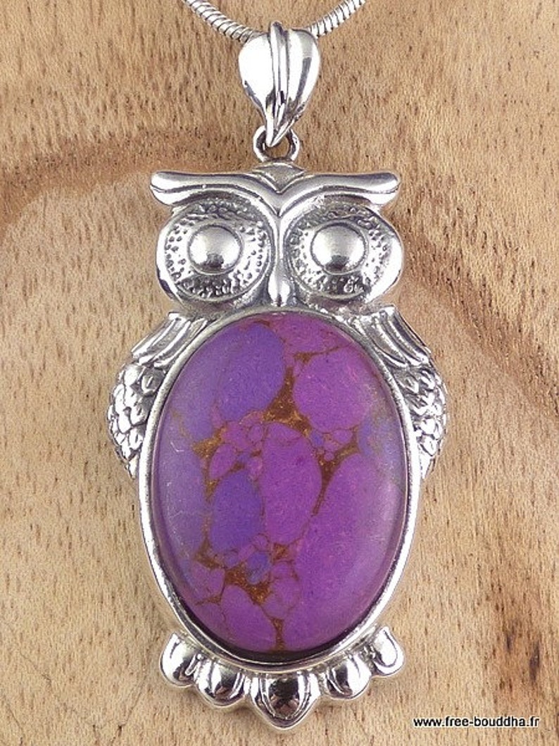 bz76.9 Owl pendant in purple mohave turquoise purple turquoise jewel