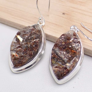 ASTROPHYLITE EARRINGS marquise shape 925 silver, aw87.2