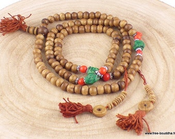 Tibetan MALA 108 BEADS yak bone and counters, Buddhist mala necklace prostration rosary AA125.1
