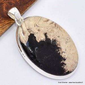 Versteinertes Holz Anhänger, 925 Silber, sk11