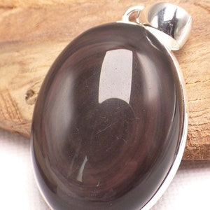 Joya Colgante OBSIDIANA OJO CELESTIAL forma ovalada plata 925, LAM31.5