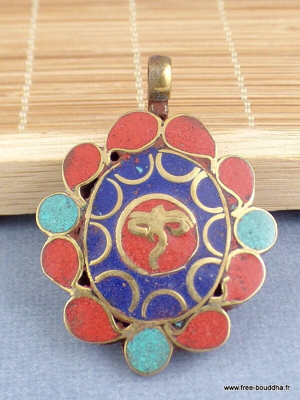 Pendentif Tibétain Yeux Du Bouddha Laiton Pierres Fantaisie, Bijou Bouddhiste, Tibetain, Tibetan Jew