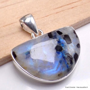 AUTHENTIC MOONSTONE On Black Tourmaline 925 silver, bk2.8