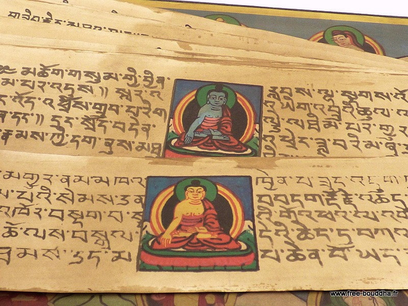 Buddhist Prayer Book 5 Buddha 28 Cm in Handpainted Wood 3794 Etsy