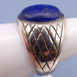 MEN'S signet ring LAPIS lazuli silver 925, men's jewelry, natural stone jewelry throat chakra silver KB21 image 4