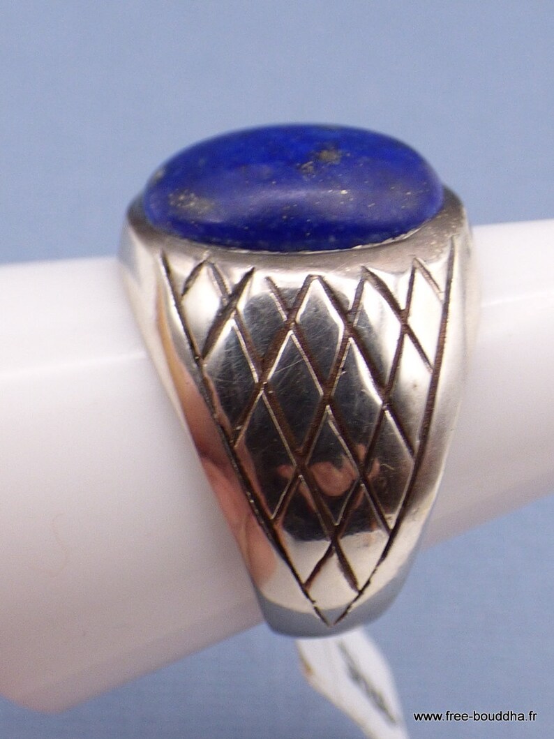 MEN'S signet ring LAPIS lazuli silver 925, men's jewelry, natural stone jewelry throat chakra silver KB21 image 4