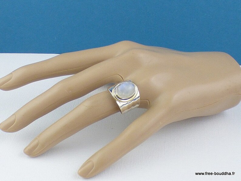 Women/'s moonstone ring two shades silver 925 size 55 rv62.10