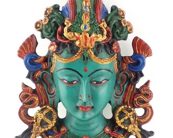 GREEN TARA STATUE hand painted wall mask, MASKTV3