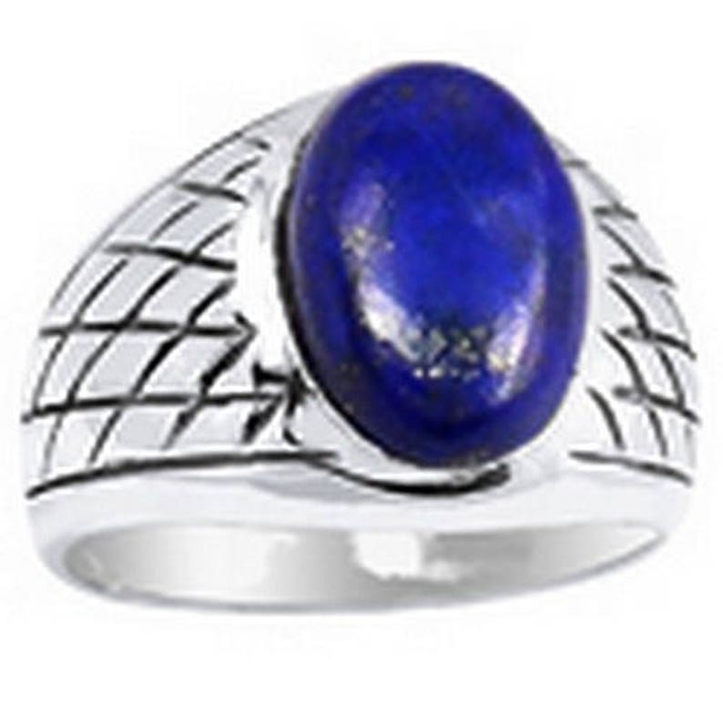 MEN'S signet ring LAPIS lazuli silver 925, men's jewelry, natural stone jewelry throat chakra silver KB21 image 2