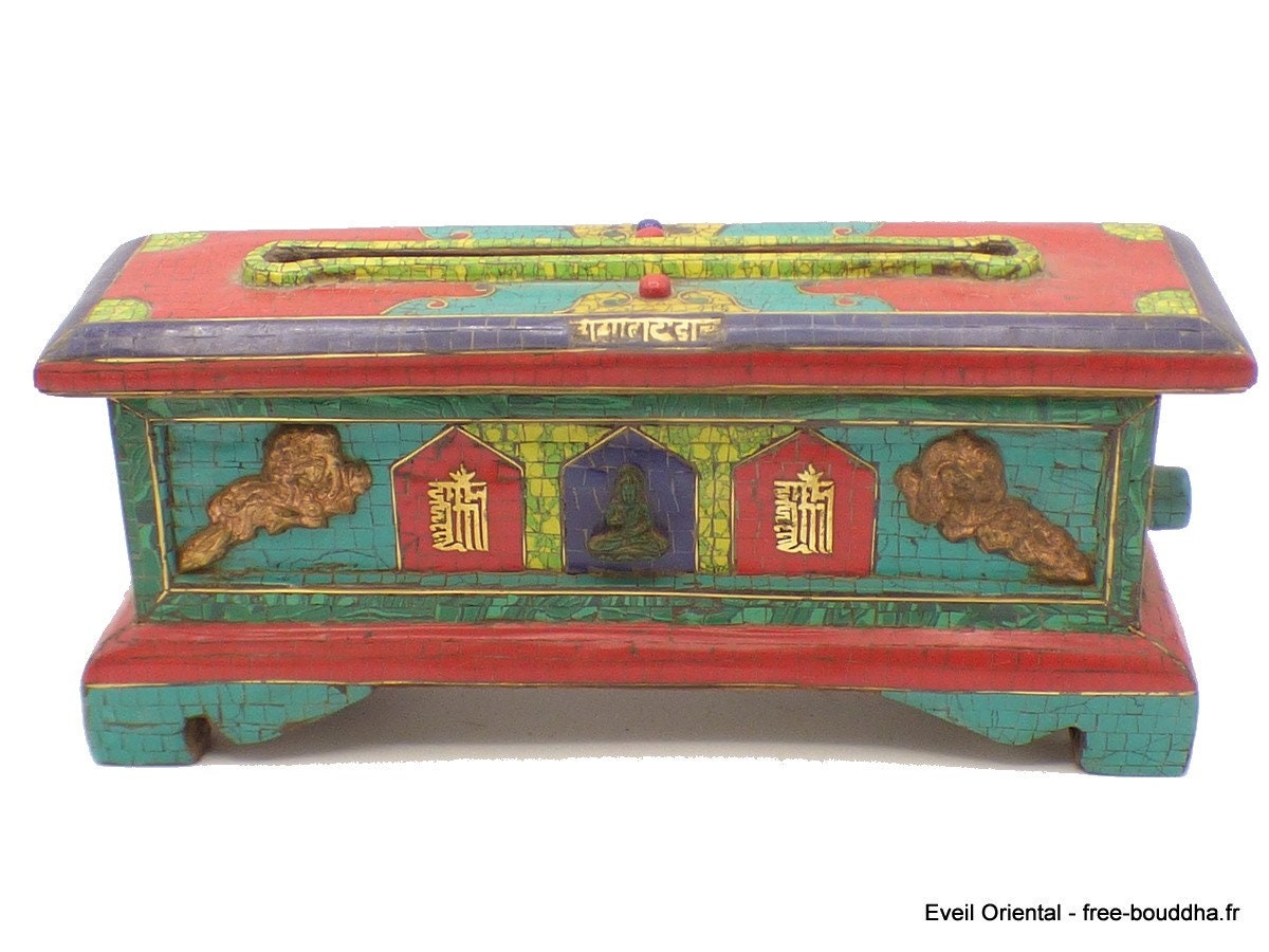 Exceptionnel Bruleur d'encens Serti de Pierres Naturelles, Made in Nepal, Bepn1