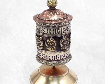 Tibetan prayer wheel with 2 mantras - Nepal - MAPSP5