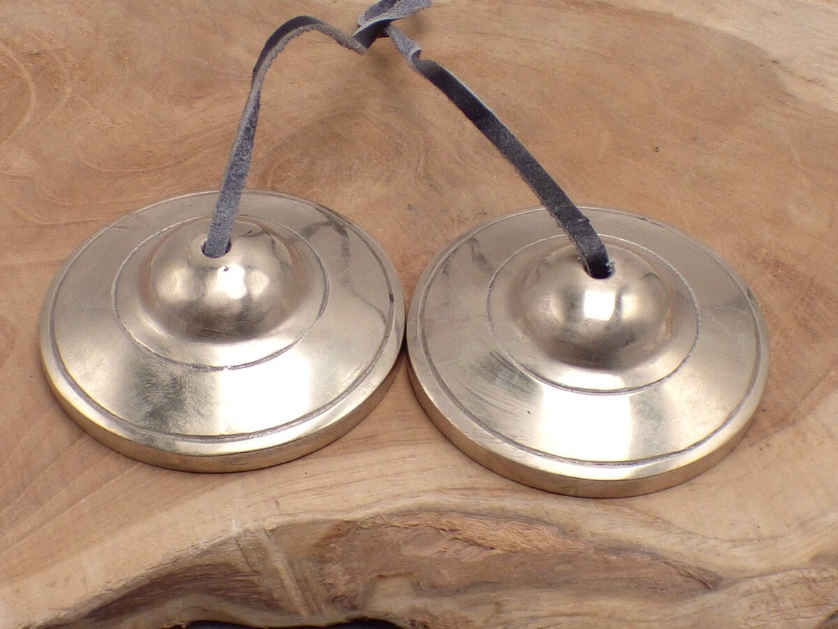 Tingshas Tibetaine Qualite Supérieure 7.5 cm en Bronze, Tqsmm