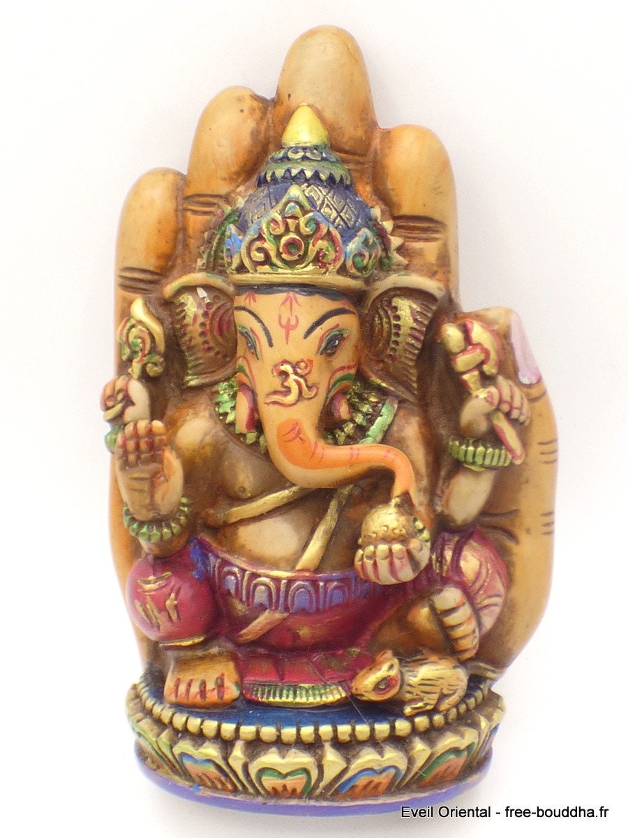 statuette Ganesh Assis Dans Une Main Peinte à La Main, Ganesh5