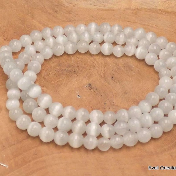 MALA TIBETAIN COLLIER de méditation en Sélénite, 108 perles, MADP23