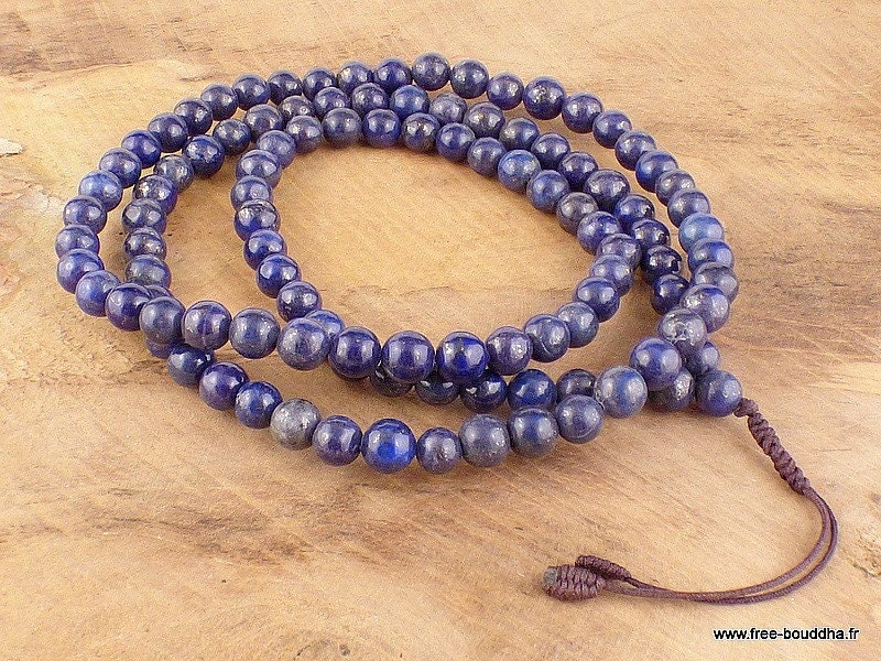 Mala Tibétain Lapis Lazuli Perles 6 mm, Mala Bouddhiste, de Prières, Mt1.1