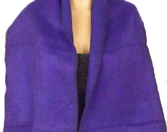 YACK WOOL SCARF purple blue made in Nepal, ECHA2