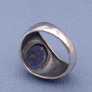 MEN'S signet ring LAPIS lazuli silver 925, men's jewelry, natural stone jewelry throat chakra silver KB21 image 5