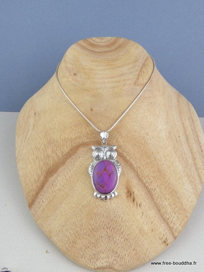 bz76.9 Owl pendant in purple mohave turquoise purple turquoise jewel