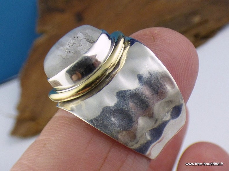 Women/'s moonstone ring two shades silver 925 size 55 rv62.10