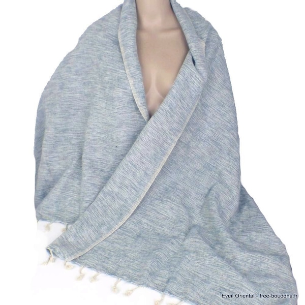 YAK WOOL SHAWL, beige blue, wool pashmina, Nepalese shawl, stole, scarf, cply211