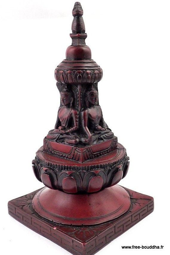 Stupa Statuette Bouddhiste Roue Du Dharma Meditation Tibet Bouddha Ref Stupa49