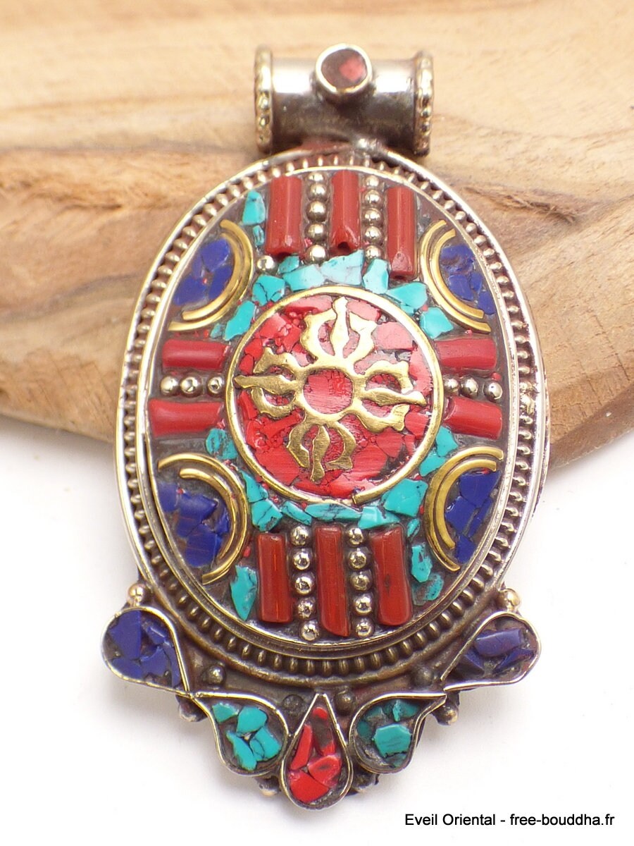 Grand Pendentif Tibetain Bouddhiste Dordje Vajra, Fc10.1
