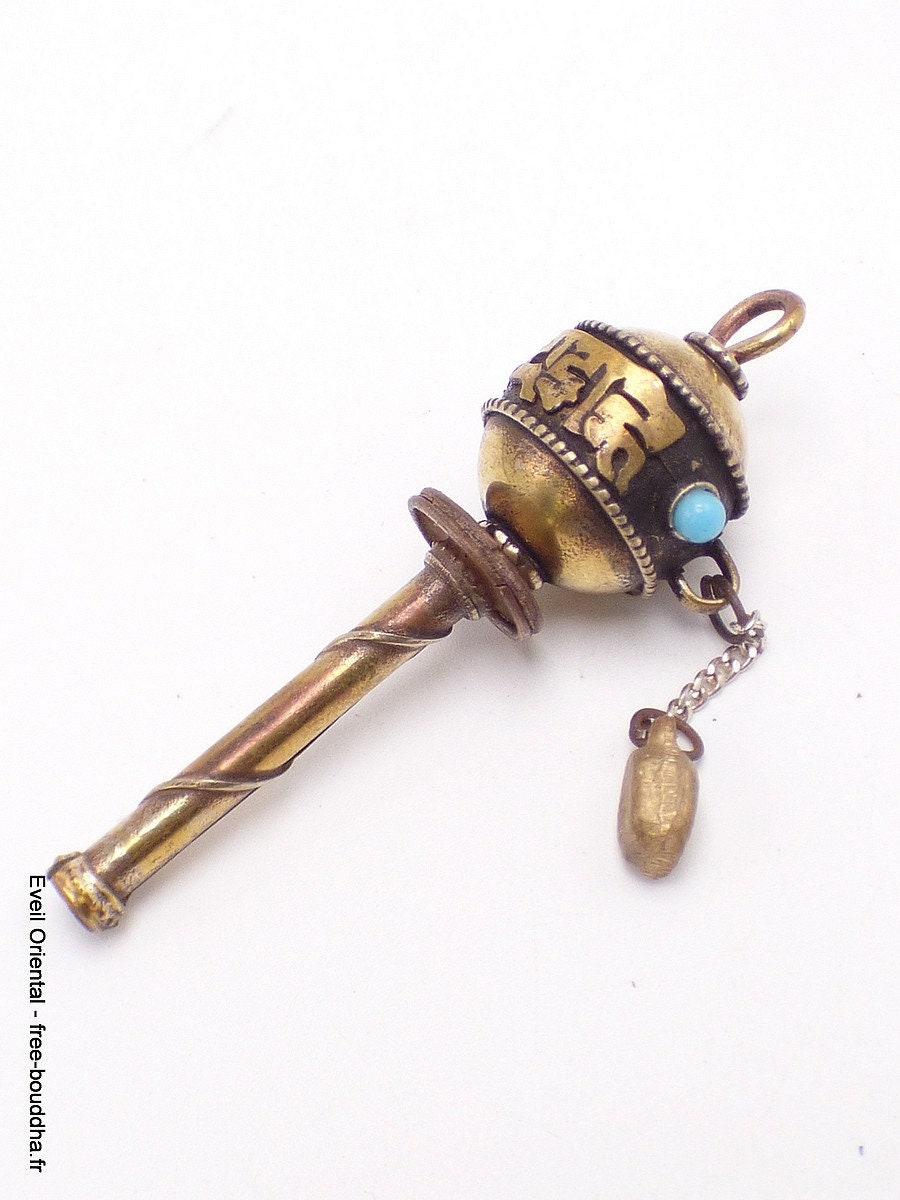 Petit Moulin A Prieres Tibetain à Main ou Pendentif, Pap2